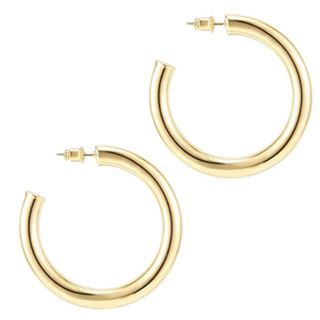 Pavoi + 14K Gold Colored Lightweight Chunky Open Hoops