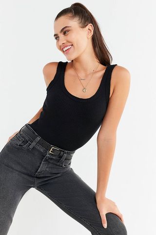 Urban Outfitters + Ribbed Knit Cropped Tank Top