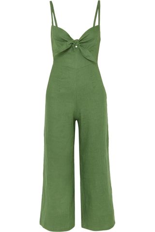 Faithfull the Brand + Presley Cropped Tie-Front Linen Jumpsuit