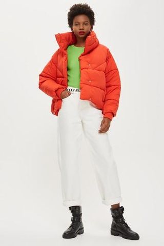 Topshop + Red Wrap Puffer Jacket