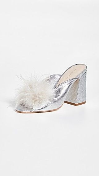 Loeffler Randall + Laurel Twist Slides With Feathers