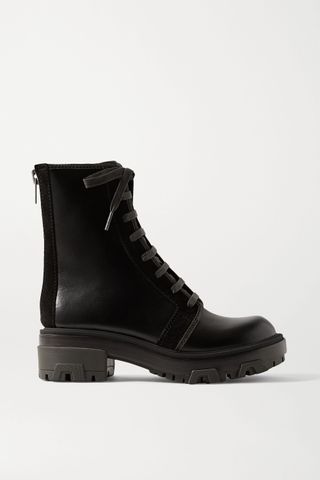 Rag & Bone + Shaye Hiker Suede-Trimmed Leather Ankle Boots