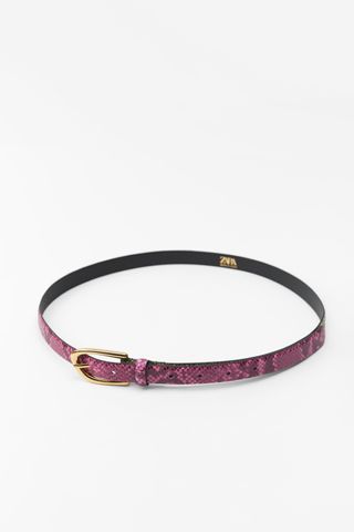 Zara + Faux Snakeskin Leather Belt