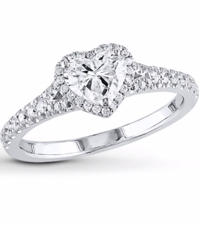 JCPenney + 1 CT TW Diamond 14K White Gold Heart Ring