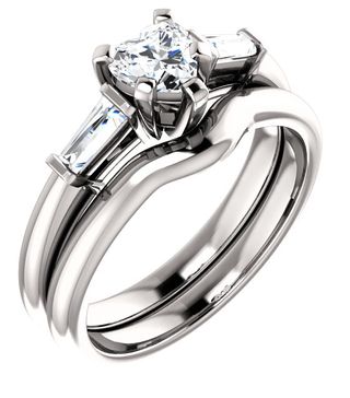 Stuller + 14K White 5x5mm Heart Engagement Ring