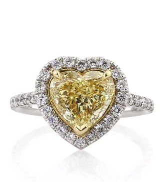 Mark Broumand + 2.5 ct Fancy Yellow Heart Shaped Diamond Engagement Ring