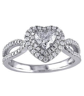 QVC + Heart Shaped Diamond Halo Ring