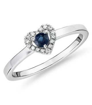 Blue Nile + Petite Sapphire and Diamond Pavé Heart Ring