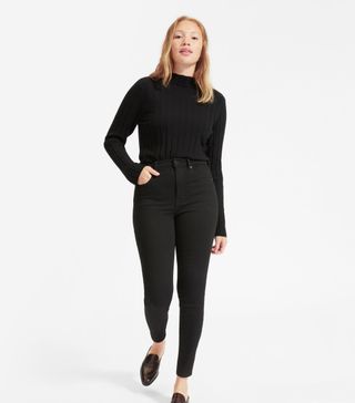 Everlane + Authentic Stretch High-Rise Skinny Jeans in Black
