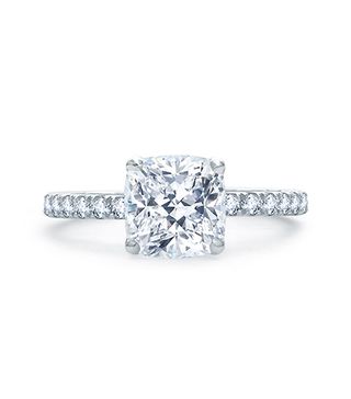 A.Jaffe + Quilted French Pavé Cushion Cut Center Engagement Ring