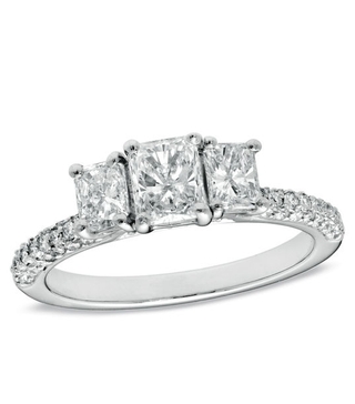 Zales + Radiant-Cut Diamond Three Stone Engagement