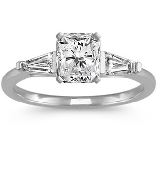 Shane Co. + Baguette Diamond Three-Stone Engagement Ring