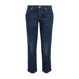 AMO + Tomboy Cropped Distressed Mid-Rise Straight-Leg Jeans