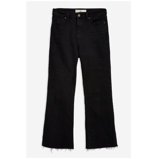 Topshop + Black Cropped Kick-Flare Jeans