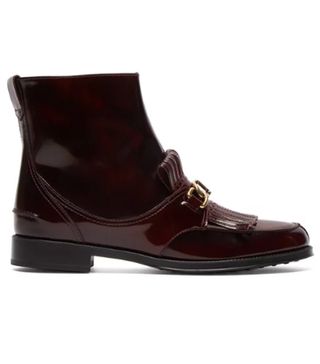 Tod's + Gomma Fringed Patent-Leather Ankle Boots