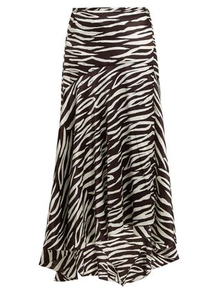 Ganni + Blakely Zebra-Print Wrap Skirt