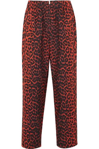 Ganni + Bijou Leopard-Print Cotton-Twill Tapered Pants