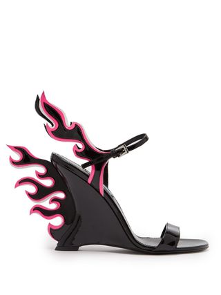 Prada + Flame Patent-Leather Sandals