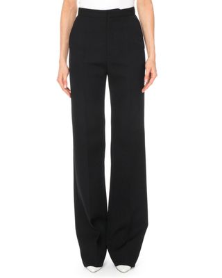 Givenchy + High-Waist Wide-Leg Classic Wool Trousers