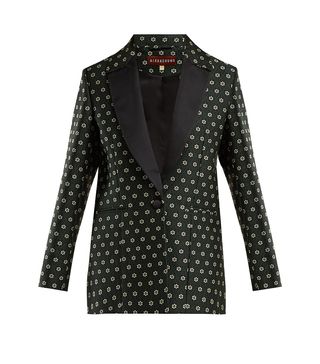 AlexaChung + Single-Breasted Floral-Jacquard Blazer