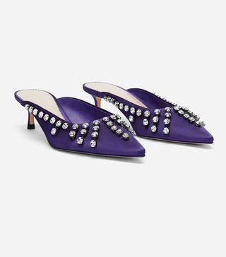 Zara + Embellished Heeled Mules