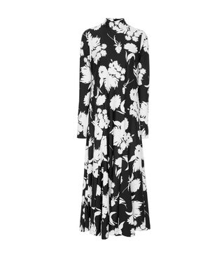 Ganni + Alameda Pleated Floral-Print Stretch-Knit Maxi Dress