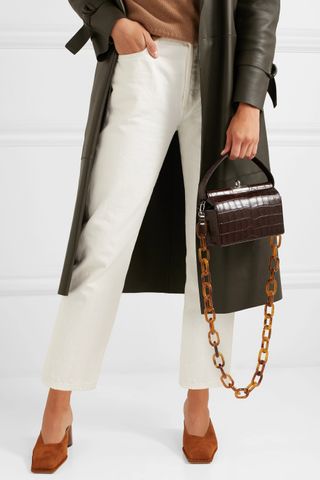 Gu_de + Milky Mini Croc-Effect Leather Tote