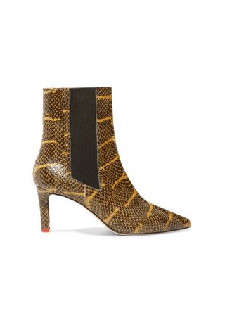Aeyde + Leila Snake-Effect Leather Ankle Boots