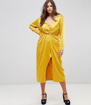 TTYA London + Midi Wrap Dress With Knot Front