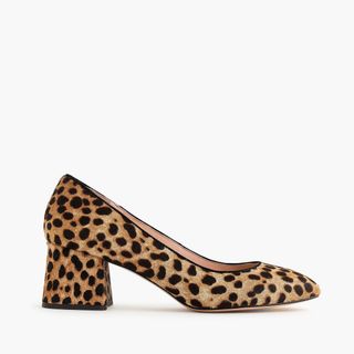 J.Crew + Block-Heel Pumps in Leopard