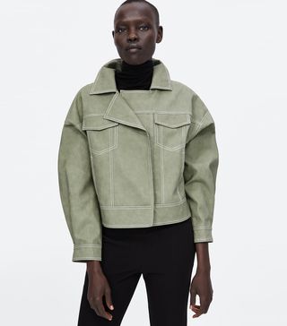 Zara + Jacket With Topstitching