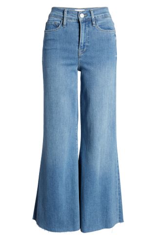 Frame + Le Palazzo Raw Hem Ankle Wide Leg Jeans