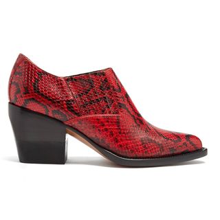 Chloé + Rylee Snake-Effect Leather Ankle Boot