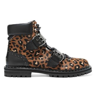 Jimmy Choo + Leather-Trimmed Leopard Ankle Boots