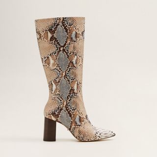 Mango + Snake-Effect High Leg Boot