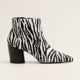 Mango + Zebra Leather Ankle Boot