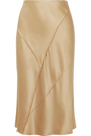 Vince + Paneled Silk-Satin Midi Skirt