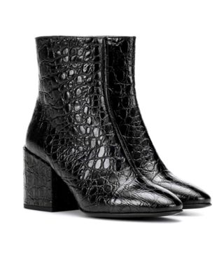 Dries van Noten + Croc-Embossed Leather Ankle Boots
