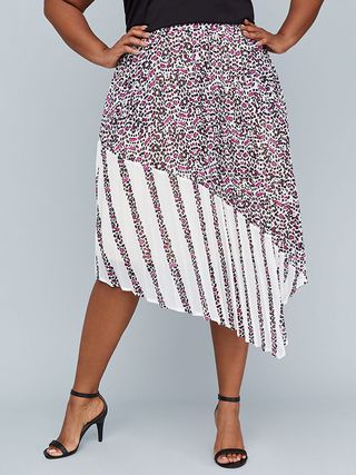 Lane Bryant x Girl With Curves + Pleated Mixed-Print Skirt