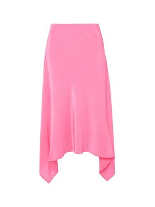 Sies Marjan + Asymmetric Silk Crepe de Chine Midi Skirt
