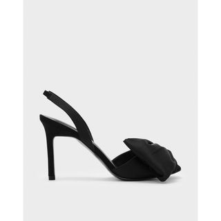 Charles & Keith + Oversized Bow Detail Satin Slingbacks