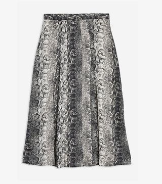 Topshop + Snake-Print Splice Midi Skirt