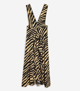 Topshop + Zebra-Print Pinafore Dress