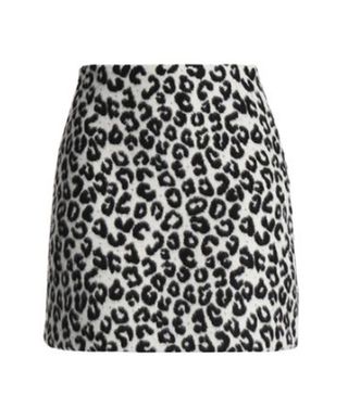 Maje + Leopard-Printed Felt Miniskirt