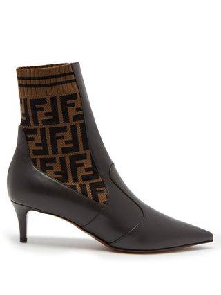 Fendi + Point-Toe Leather Sock Boots