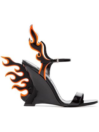 Prada + 100 Flame Wedge Sandals