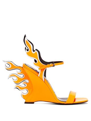 Prada + Flame Patent-Leather Sandals