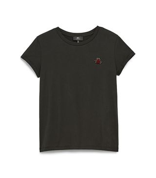 7 For All Mankind + Baby Tee with Mico Bug Applique in Jet Black