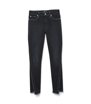 7 For All Mankind + Ankle Skinny with Spliced Hem and White Stitching