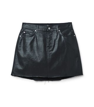 7 For All Mankind + Mini Skirt in Black Coated